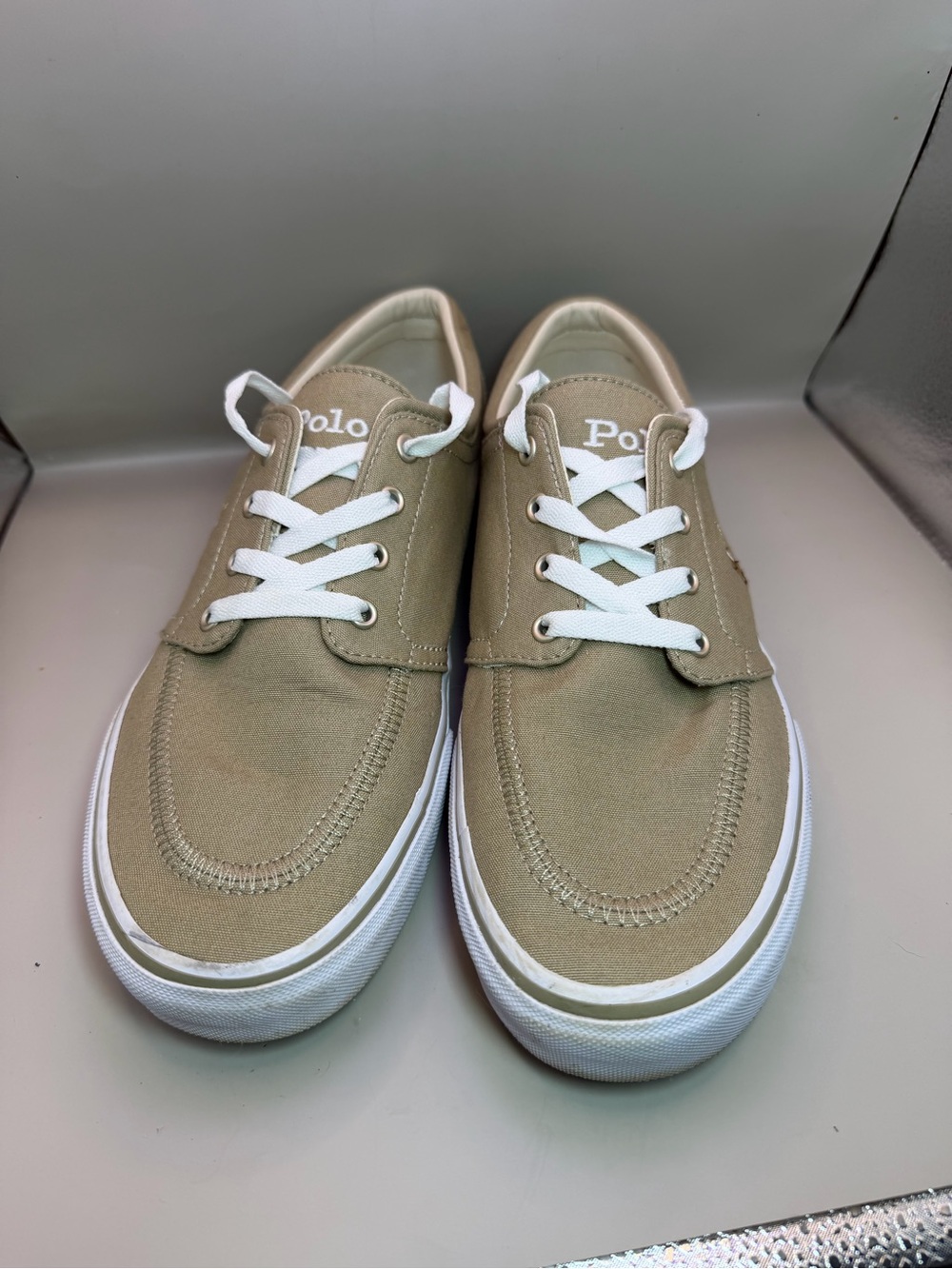 Polo Ralph Lauren Faxon X Tan Canvas Sneakers Mens 10 Casual Shoes - Picture 4 of 11
